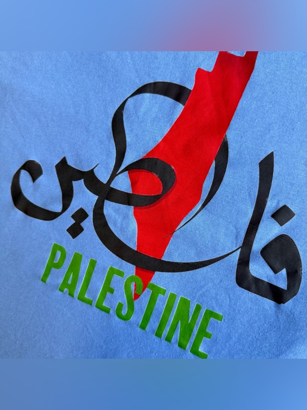 Palestine Graphic Crew Neck T-Shirt - Blue NWOT - Picture 3 of 7